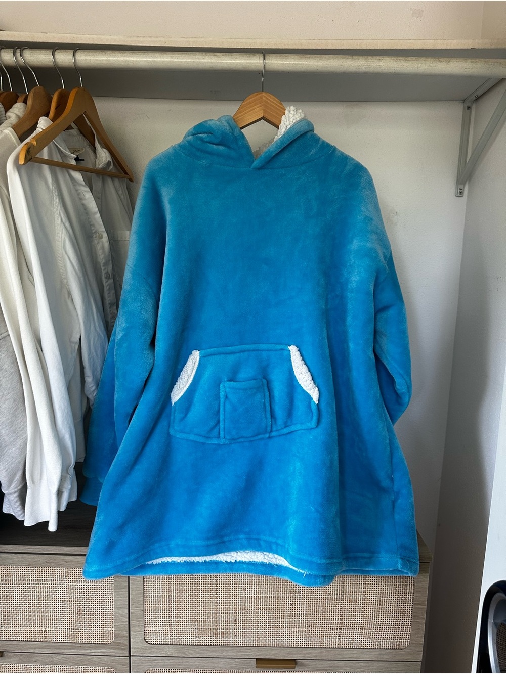 Plush Blue Hooded Wearable Blanket